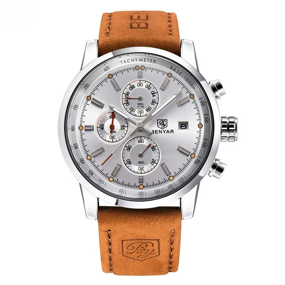 BENYAR 5102 Original brand men quartz watches chronograph calendar water resistant fashion leather wrist watches men