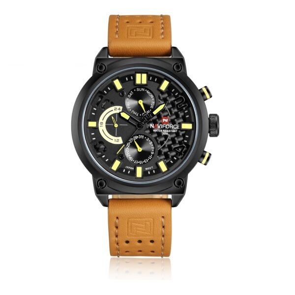 NAVIFORCE 9068 Men Quartz Movt Watch Leather Strap with Waterproof