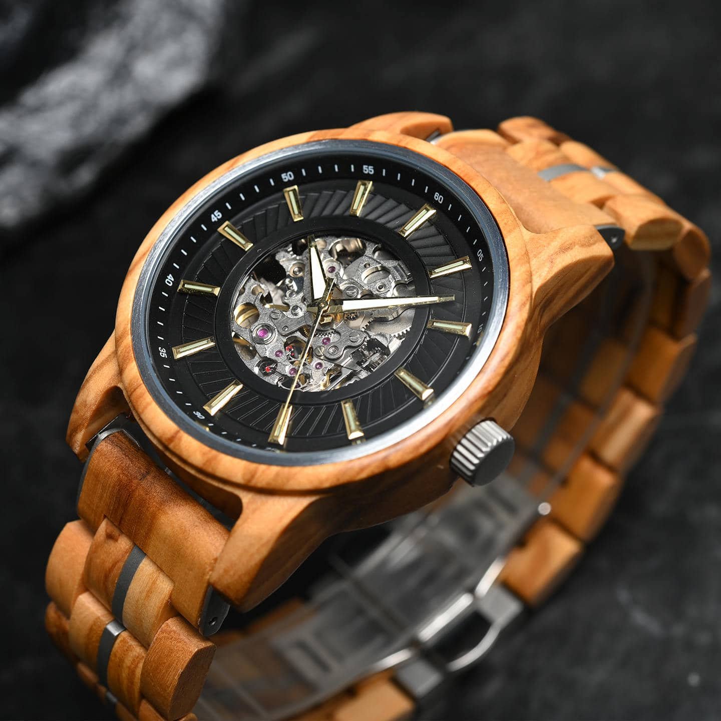 BOBO BIRD Men’s Automatic Mechanical Wooden Watch Handmade of Natural Ebony Limited Edition Collection