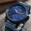 BOBO BIRD Classic Chronograph Wooden Watch Ebony Wood Blue Limited Edition